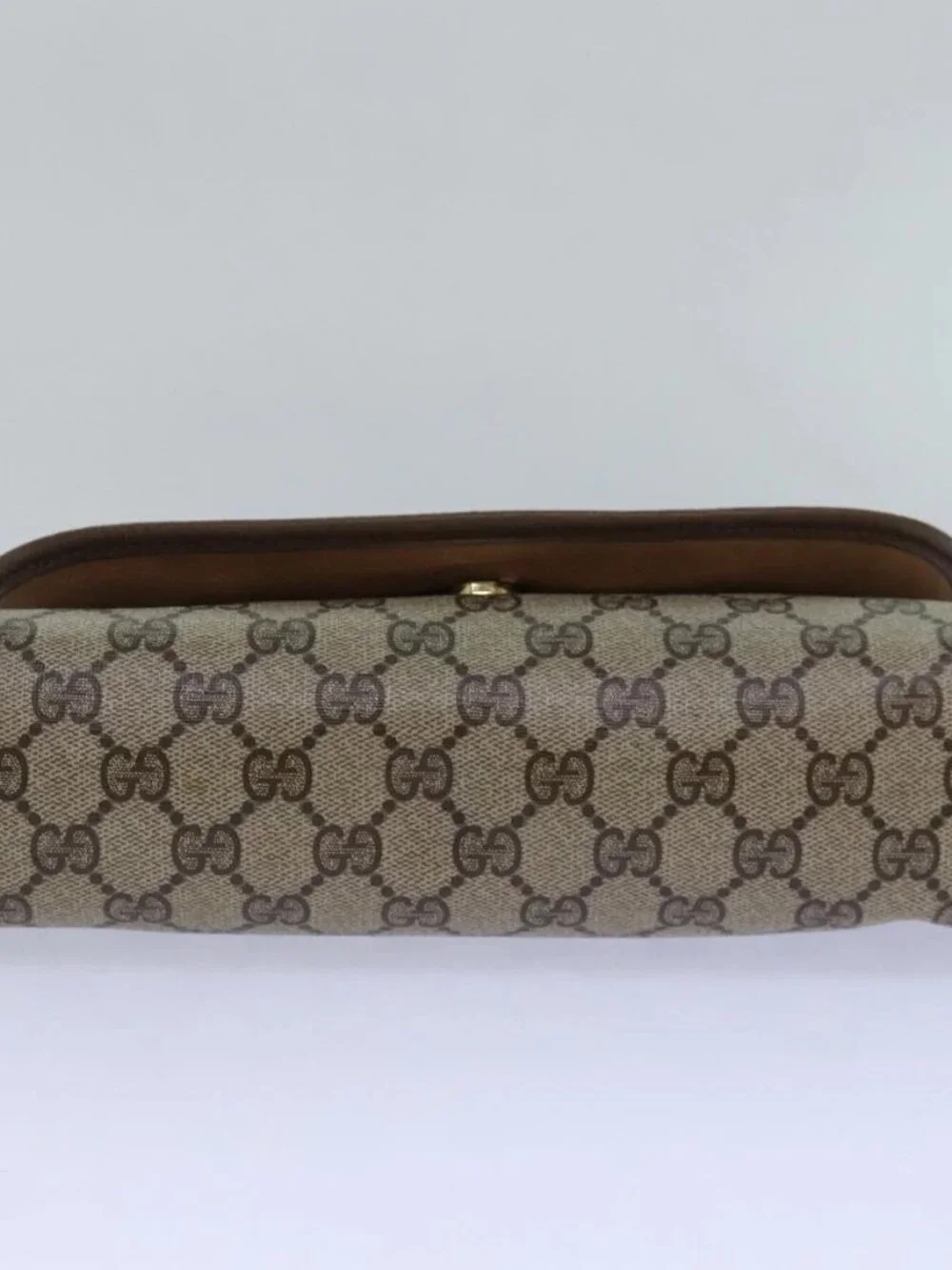 GUCCI GG Supreme Web Sherry Line Clutch Bag PVC Beige Gold 89 01 030 Auth 84639 - Picture 6 of 16